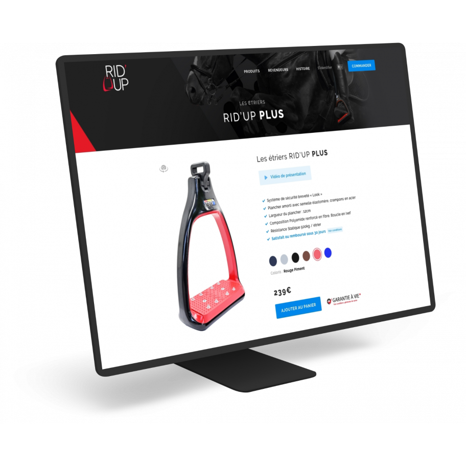 Boutique e-commerce sur mesure pour Rid'up